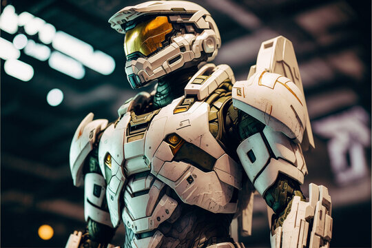 future space suit, astronaut, futuristic robot, robotic cyborg, artificial intelligence. Generative AI
