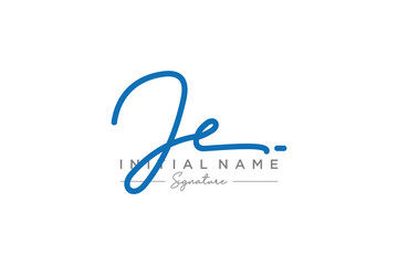 Initial JE signature logo template vector. Hand drawn Calligraphy lettering Vector illustration.