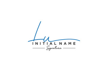 Initial LU signature logo template vector. Hand drawn Calligraphy lettering Vector illustration.