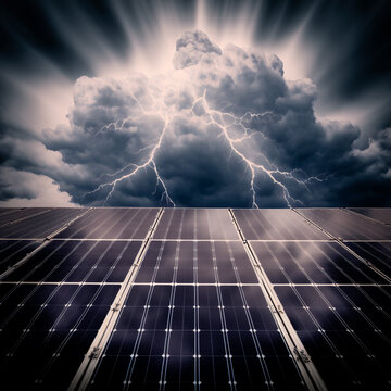 Solar panels and a light storm aproch