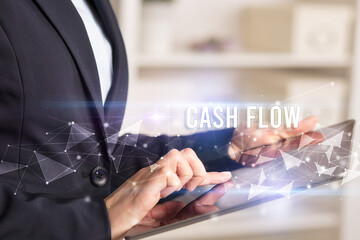 Close up hands using tablet