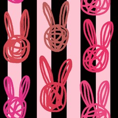 Abstract animals seamless rabbit bunnies pattern for wrapping paper and kids clothes print and fabrics