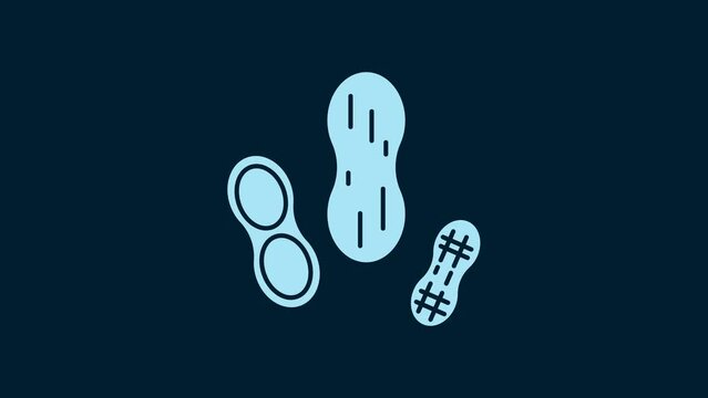 White Peanut icon isolated on blue background. 4K Video motion graphic animation