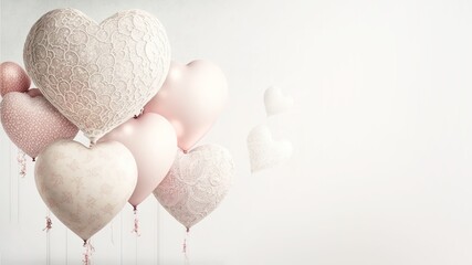Valentine's day baloons banner. Generative AI.