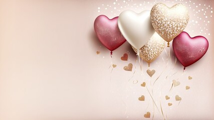 Valentine's day baloons banner. Generative AI. - 561375531