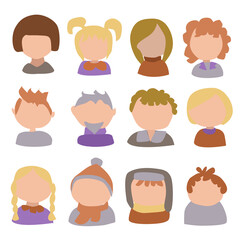 set of Woman, Man, Girl, Boy Character 