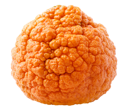Tangerine fruit with lumpy skin cut out