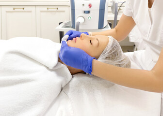 Fototapeta premium Middle aged woman portrait, cosmetology concept,cosmetic procedures at the dermatologist