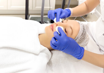 Obraz premium Middle aged woman portrait, cosmetology concept,cosmetic procedures at the dermatologist