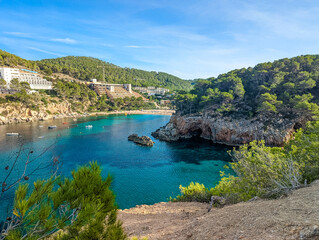 Fototapeta na wymiar Beach of Port Sant Miquel, Ibiza island in Spain
