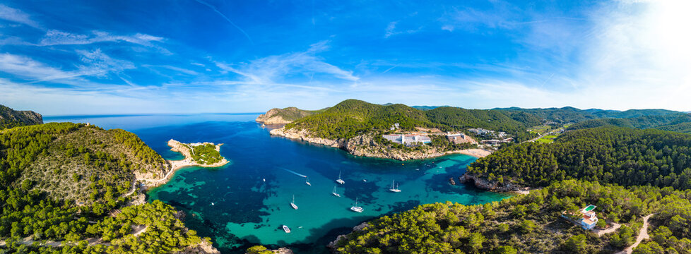 Beach of Port Sant Miquel, Ibiza island in Spain