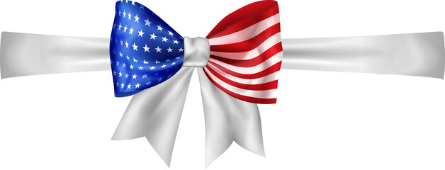 Big bow made of ribbon in USA flag colors
