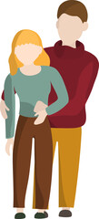 Fototapeta premium Colored silhouettes of people: man and woman