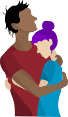 Colored silhouettes of people: man and woman