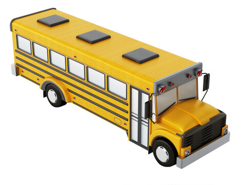 Yellow school bus on transparent background.