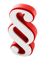Red and white section sign on transparent background.