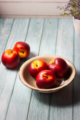 Ripe and sweet nectarines. Healthy food.