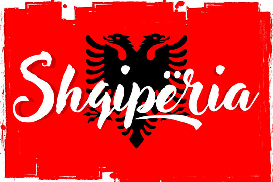 "Flamuri i Shqip&euml;ris&euml;" - Flag of Albania, banner with grunge texture