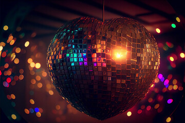 Heart Shaped Disco Ball Hanging in a Club wallpaper background