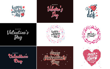 Fototapeta na wymiar Happy Valentine's Day greeting card template with a cute animal theme and a pink color scheme