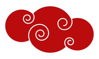 Illustration Vector of Red Chinese Clouds with The Moon.