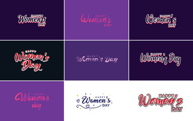 Fototapeta na wymiar Happy Women's Day design with a realistic illustration of a bouquet of flowers and a banner reading March 8. featuring a gradient color scheme