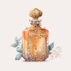 orange perfume bottle, Generative AI