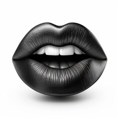 Black lips isolated on white background. Generative AI icon design.