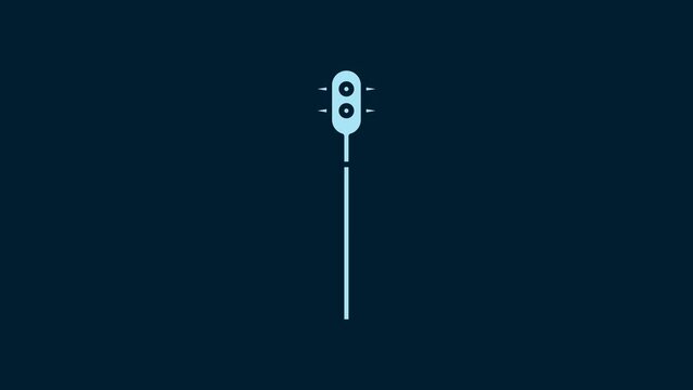 White Medieval chained mace ball icon isolated on blue background. Medieval weapon. 4K Video motion graphic animation