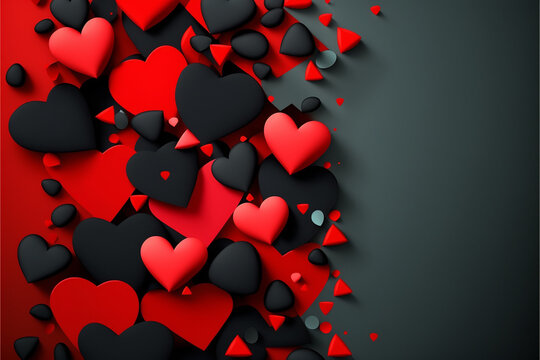 Hearts on dark background illustration