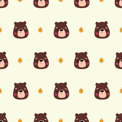 Cute pattern with bear and bee. Kids funny animal print