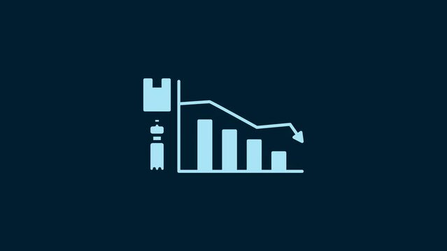 White Ecology infographic icon isolated on blue background. 4K Video motion graphic animation
