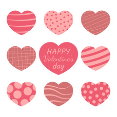 Set of abstract vector hearts. Design elements for Valentine's day.