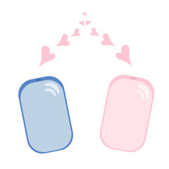 Concept of virtual relationship. Connecting two hearts through virtual communication.