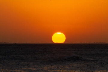 Orange Sunset over the Pacific Ocean