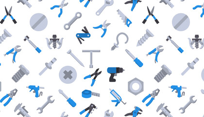 Metal fasteners seamless pattern.
Rivet, bolt, and screwdriver.