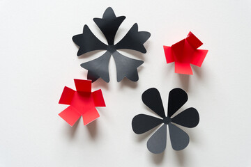 set of paper asterisks on blank paper