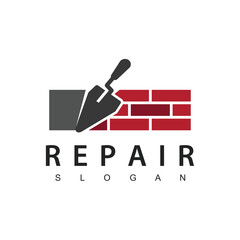 Home Repair and Service Logo Template, Brick Design Illustration