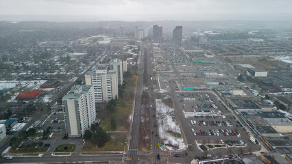 Aerial View of Ajax Ontario near Ajax Public Library and Town Hall