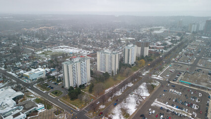 Fototapeta premium Aerial View of Ajax Ontario near Ajax Public Library and Town Hall