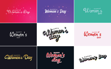 Fototapeta na wymiar Abstract Happy Women's Day logo with love vector logo design in pink. red. and black colors
