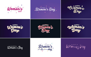 International Women's Day vector hand-written typography background with a gradient color scheme
