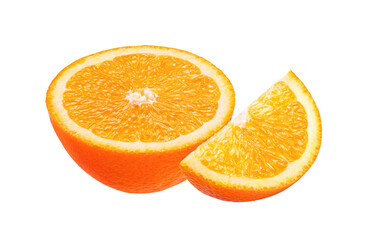 Ripe half of orange citrus fruit on transparent png