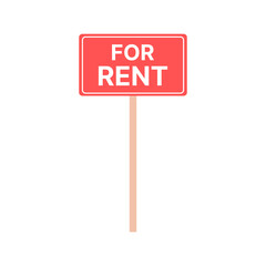 Real estate rental sign, vector red sign. Vector isolated sign.