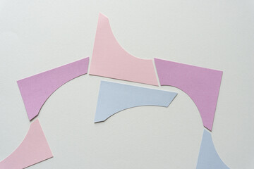 pastel card shapes on blank paper