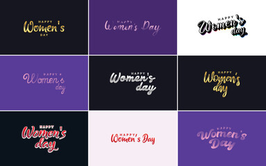 Fototapeta na wymiar Set of Happy International Woman's Day signs and emblems vector design elements. signs. labels. badges collection