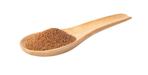 Brown Teff Grain in wood spoon on transparent png