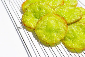 Deep fried rice flour pandan flavour