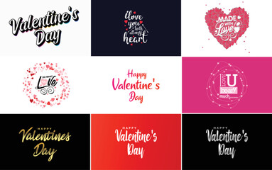 Happy Valentine's Day greeting card template with a cute animal theme and a pink color scheme