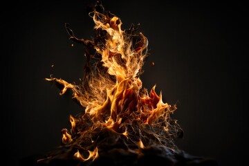 Fire flames isolated on black background 8K